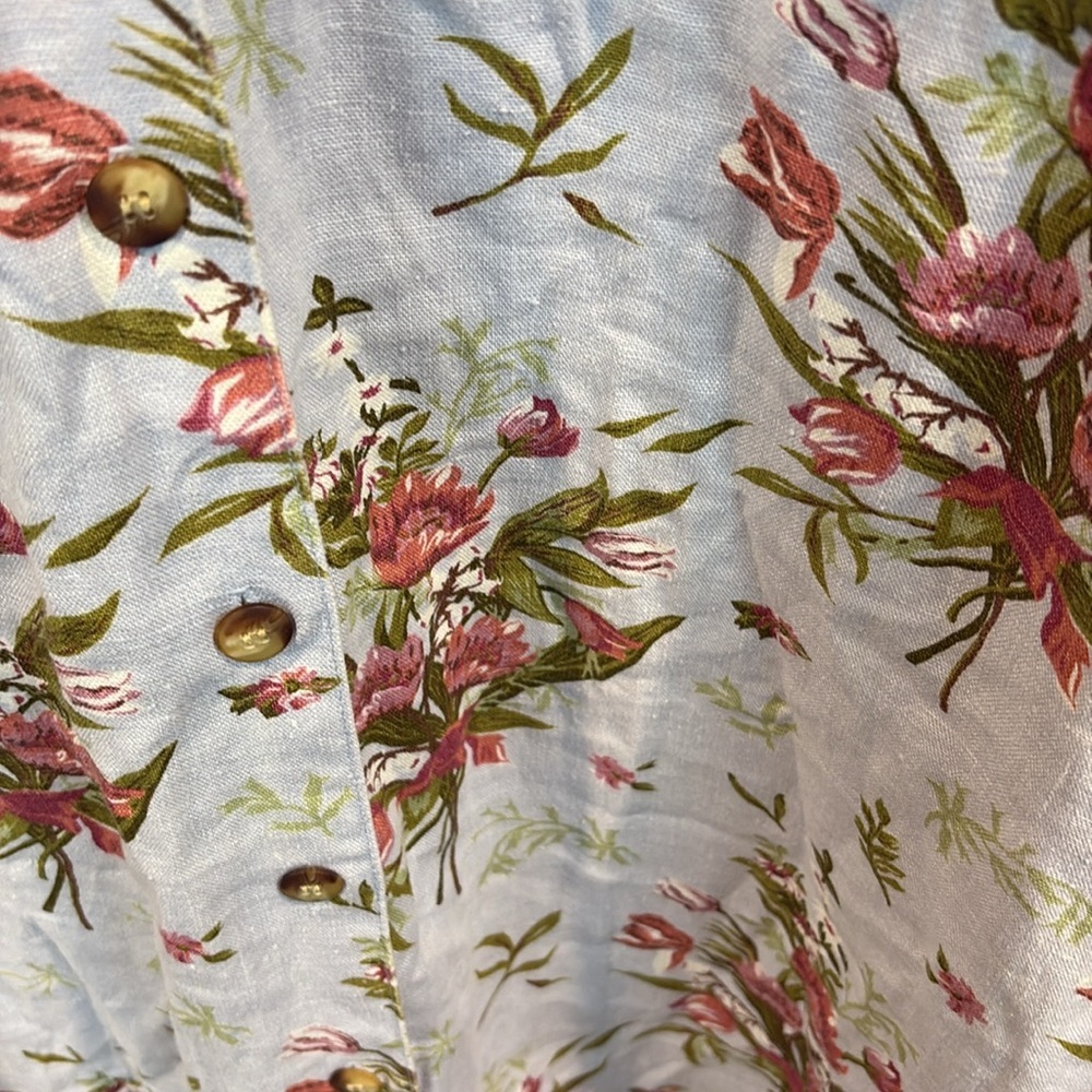 Vintage Lanz of Salzburg Linen Floral Button Down Maxi Dress Size 14 - Picture 12 of 13